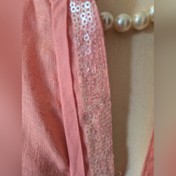 Salmon Button-Up Tunic Blouse With Delicate Accents Xl - Picture 3 of 16